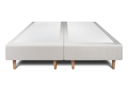 Lit 2x 80x200 cm - Sommier tapissier H35 cm + tête de lit tapissée - Tissu Velours Gris Clair