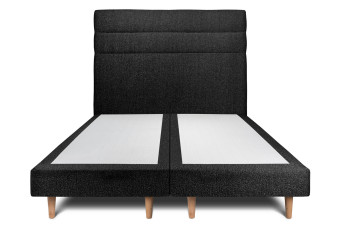 Lit 2x90x200 cm avec Tête de lit à lignes - Tissu Bouclette