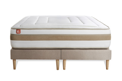 Ensemble Matelas Sommier 200x200 cm - 2 Sommiers Beige - Le Raffiné