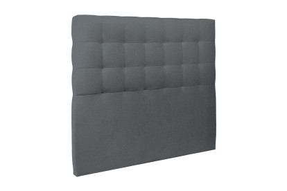 Lit 135x190 cm - Sommier tapissier H29 cm + tête de lit capitonnée - Tissu Velours Gris Anthracite