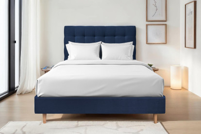Tête de lit 135 cm Capitonnée - Tissu Velours Bleu Ocean