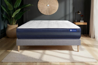 Ensemble Matelas Sommier 120x190 cm - Sommier Gris (en kit) - Actimemo Tech