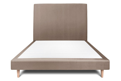 Lit 150x190 cm - Sommier tapissier H29 cm + tête de lit tapissée - Tissu Velours Taupe