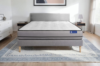 Ensemble Matelas Sommier 120x190 cm - Sommier Gris (en kit) - Actimemo Night