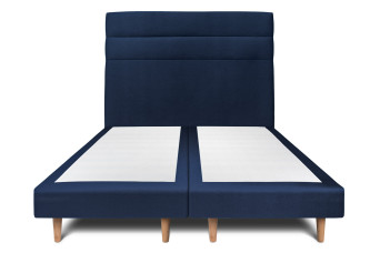 Lit 2x80x200 cm avec Tête de lit à lignes - Tissu Velours