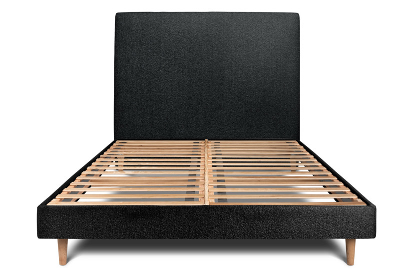 Lit 150x190 cm avec Tête de lit tapissée - Tissu Bouclette