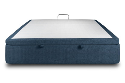 Sommier Coffre 200x200 cm - Toile nattée  - Bleu océan