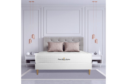 Ensemble Matelas Sommier 140x200 cm - Sommier Blanc (déjà monté) - Buckingham