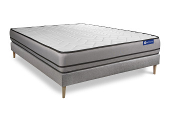 Ensemble Matelas Sommier 200x200 cm - Sommier Gris (en kit) - Actimemo Night