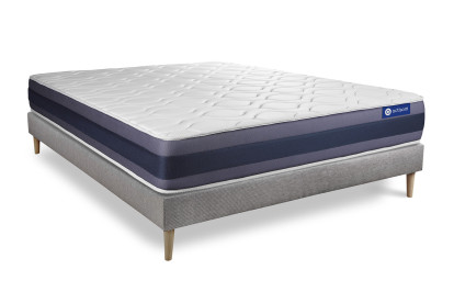 Ensemble Matelas Sommier 200x200 cm - Sommier Gris (en kit) - Actimemo Morpho