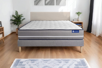 Ensemble Matelas Sommier 160x200 cm - Sommier Gris (en kit) - Actimemo Pur