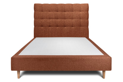 Lit 135x190 cm - Sommier tapissier H35 cm + tête de lit capitonnée - Tissu Bouclette Terracotta