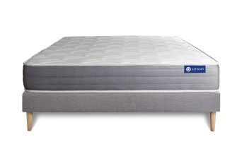 Ensemble Matelas Sommier 140x190 cm - Sommier Gris (en kit) - Actiflex Dream