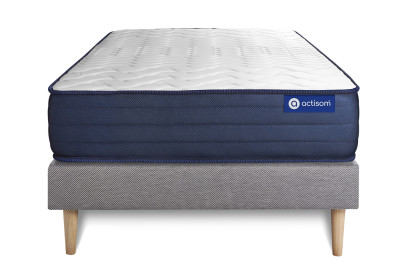 Ensemble Matelas Sommier 90x200 cm - Sommier Gris (en kit) - Actimemo Life