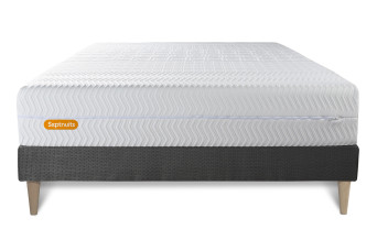 Ensemble Matelas Sommier 140x190 cm - Sommier Gris (en kit) - Memo Bio