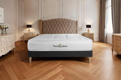 Ensemble Matelas Sommier 140x190 cm - Sommier Noir (déjà monté) - Balmoral