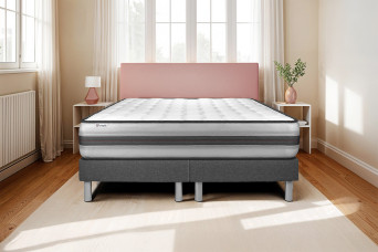 Ensemble Matelas Sommier 180x200 cm - 2 Sommiers Gris - Vitalpower Recover