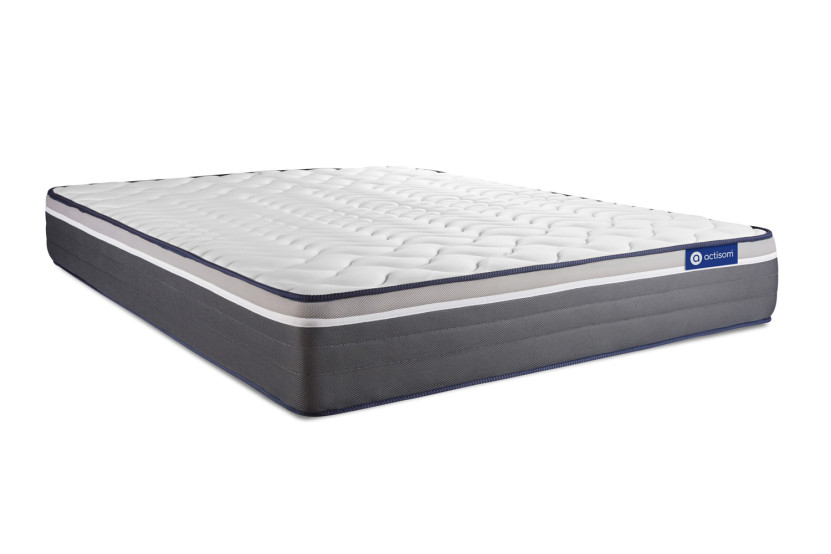 Pack lit complet 180x200 cm - Matelas + Sommier Gris (en kit) + 2 oreillers + Couette - Actiflex Plus