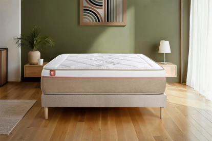 Ensemble Matelas Sommier 200x200 cm - Sommier Beige (en kit) - Le Soyeux