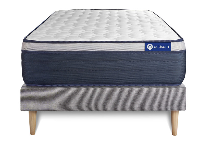 Ensemble Matelas Sommier 80x190 cm - Sommier Gris (en kit) - Actiflex Max