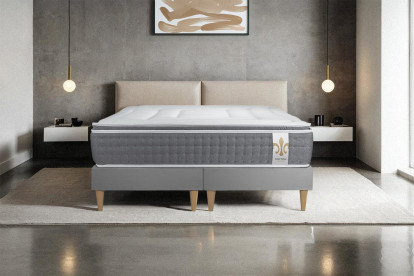 Ensemble Matelas Sommier 180x200 cm - 2 Sommiers Gris - Vingt-Six PLUS