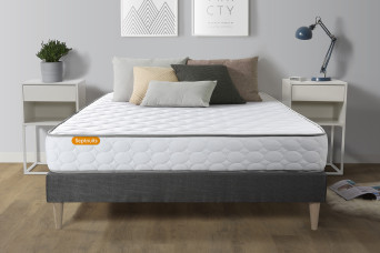 Ensemble Matelas Sommier 160x200 cm - Sommier Gris (en kit) - Memo