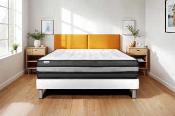 Ensemble Matelas Sommier 180x200 cm - Sommier Blanc (en kit) - Vital Power Zen