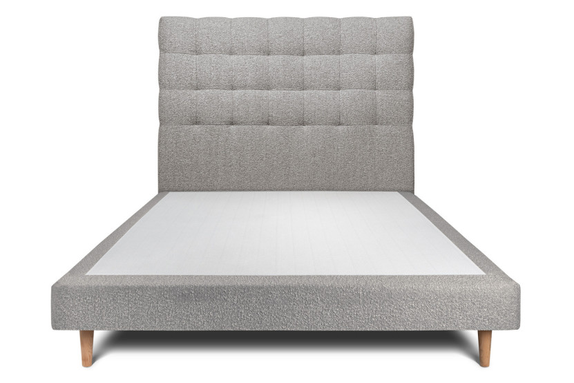 Lit 150x190 cm avec Tête de lit capitonnée - Tissu Bouclette