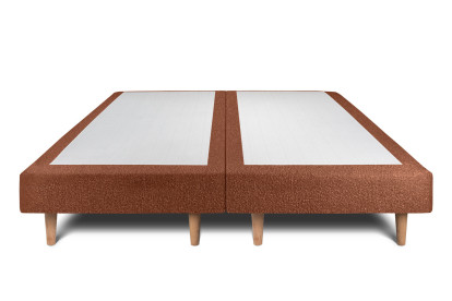 Lit 2x 100x200 cm - Sommier tapissier H29 cm + tête de lit à lignes - Tissu Bouclette Terracotta
