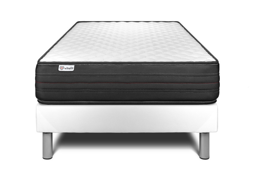 Ensemble Matelas Sommier 90x190 cm - Sommier Blanc (déjà monté) - Vitalpower