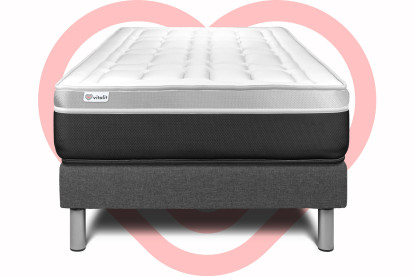 Ensemble Matelas Sommier 90x190 cm - Sommier Gris (en kit) - Vital Soft