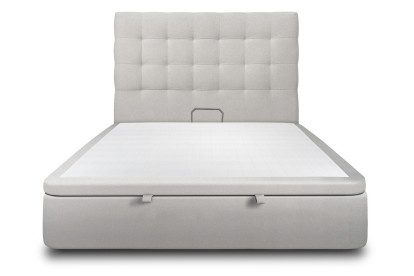 Lit coffre 140x200 cm avec Tête de lit capitonnée - Tissu Velours Gris Clair