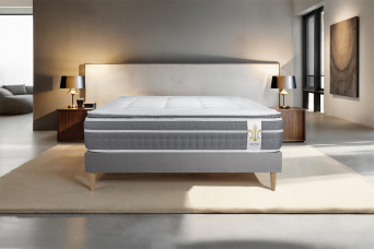 Ensemble Matelas Sommier 140x200 cm - Sommier Gris (en kit) - Trente PLUS
