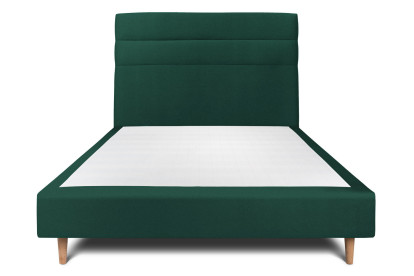 Lit 150x190 cm - Sommier tapissier H35 cm + tête de lit à lignes - Tissu Velours Vert