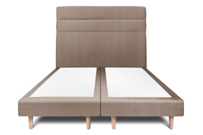 Lit 2x 80x200 cm - Sommier tapissier H29 cm + tête de lit à lignes - Tissu Velours Taupe