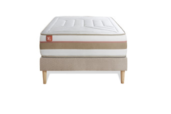 Ensemble Matelas Sommier 90x200 cm - Sommier Beige (en kit) - Le Tendre