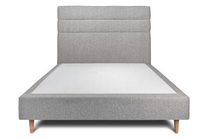 Lit 160x200 cm - Sommier tapissier H35 cm + tête de lit à lignes - Tissu Bouclette Gris