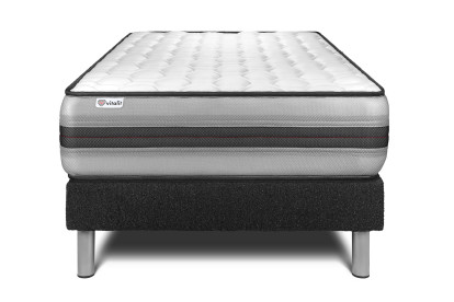 Ensemble Matelas Sommier 90x190 cm - Sommier Noir (en kit) - Vitalpower Recover