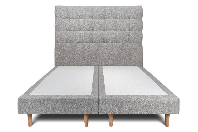 Lit 2x80x200 cm avec Tête de lit capitonnée - Tissu Bouclette