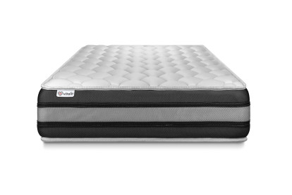 Ensemble Matelas Sommier 90x190 cm - Sommier Noir (déjà monté) - Vitalspring Zen