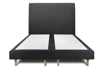 Lit 2x80x200 cm avec Tête de lit tapissée - Tissu Toile natté