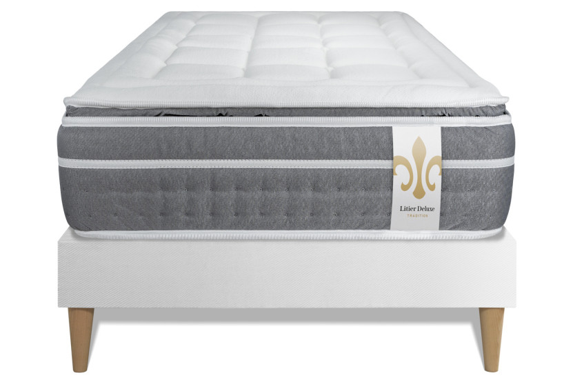 Ensemble Matelas Sommier 90x200 cm - Sommier Blanc (déjà monté) - Trente PLUS