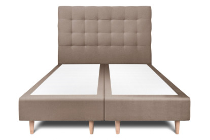 Lit 2x 100x200 cm - Sommier tapissier H35 cm + tête de lit capitonnée - Tissu Velours Taupe