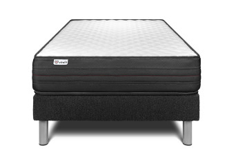 Ensemble Matelas Sommier 90x200 cm - Sommier Noir (en kit) - Vitalpower