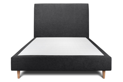Lit 140x190 cm - Sommier tapissier H35 cm + tête de lit tapissée - Tissu Toile natté Noir
