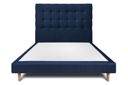 Lit 150x190 cm - Sommier tapissier H29 cm + tête de lit capitonnée - Tissu Velours Bleu Océan