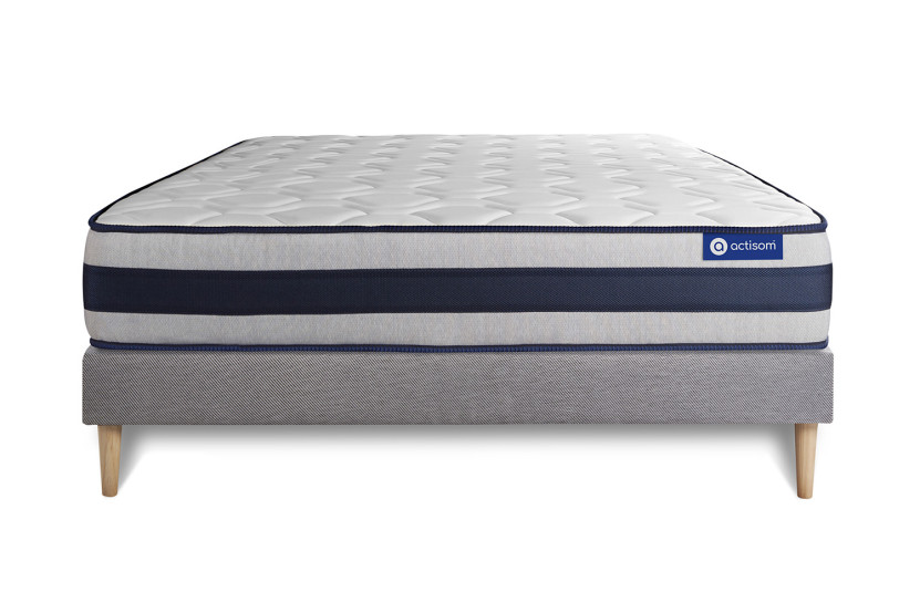 Ensemble Matelas Sommier 120x200 cm - Sommier Gris (en kit) - Actiflex Ergo