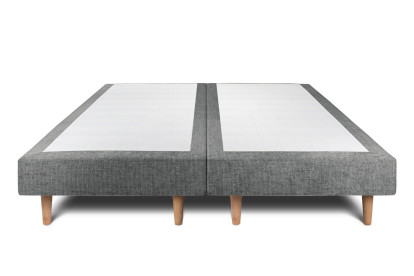 Lit 2x 80x200 cm - Sommier tapissier H29 cm + tête de lit tapissée - Tissu Toile natté Gris Anthracite