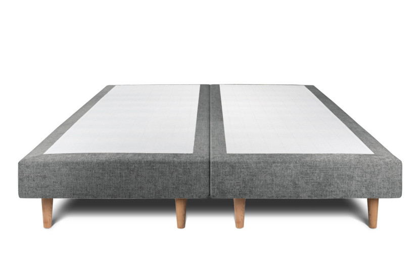 Lit 2x80x200 cm avec Tête de lit tapissée - Tissu Toile natté