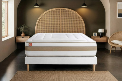 Ensemble Matelas Sommier 90x200 cm - Sommier Blanc (en kit) - Le Raffiné